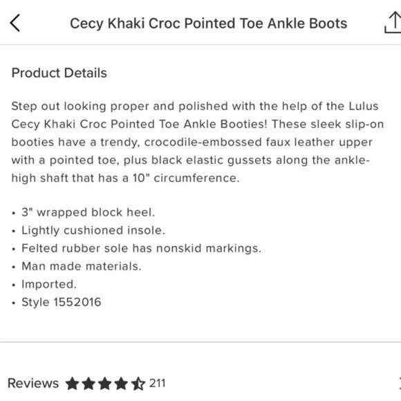 NWB Lulus Cecy Khaki Croc Ankle Boots - Picture 12 of 12